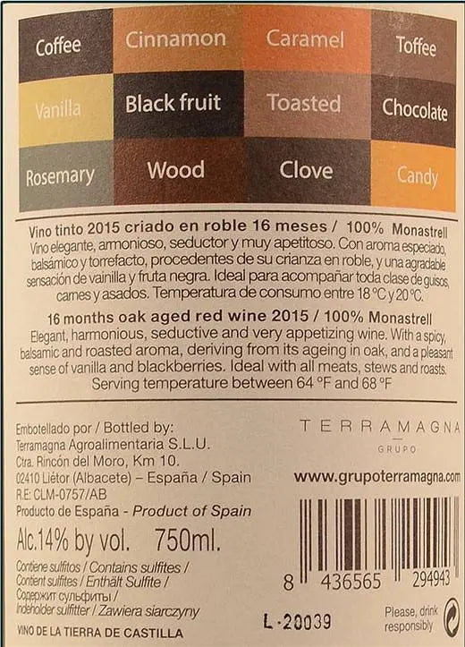 Zadní etiketa – Alter Ego Monastrell