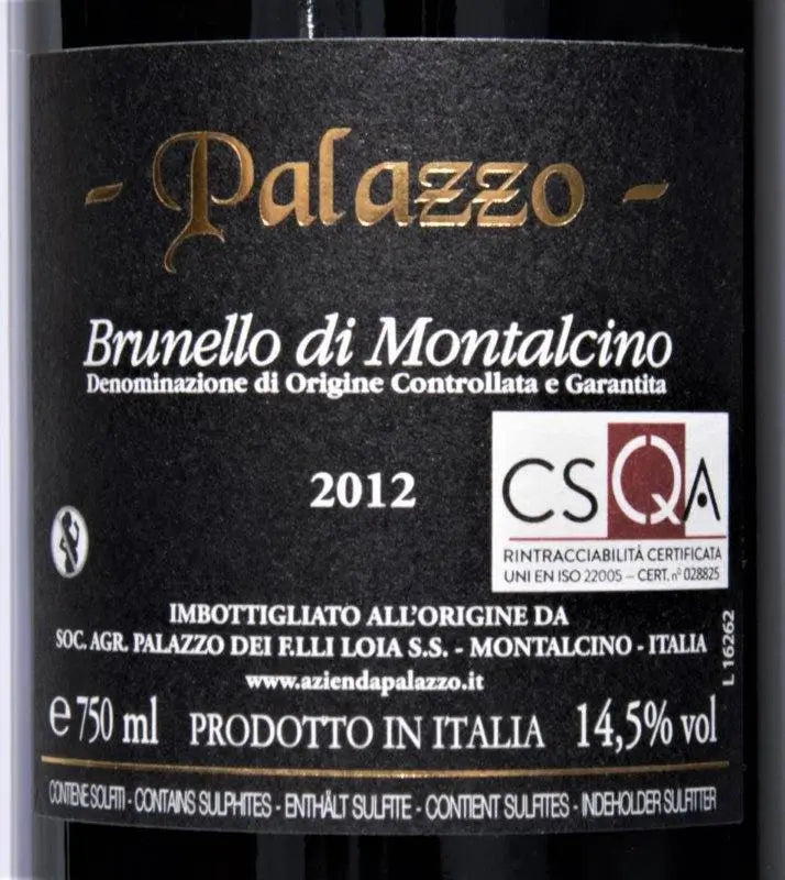 Zadní etiketa – Brunello di Montalcino