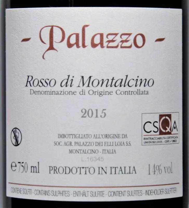 Zadní etiketa – Rosso di Montalcino