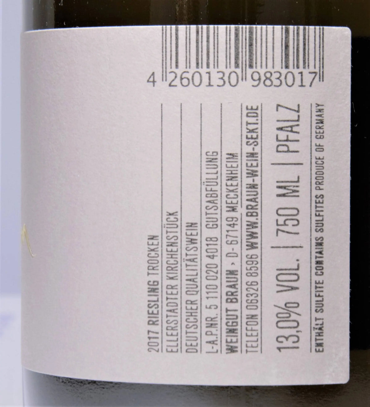 Zadní etiketa – Riesling Individuell