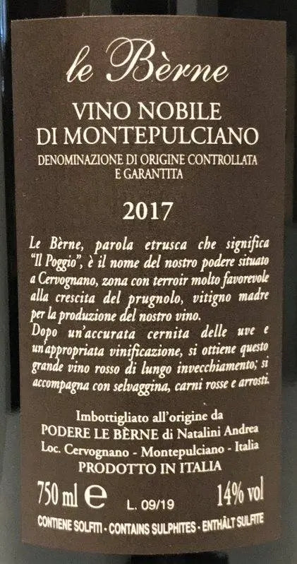 Zadní etiketa – Vino Nobile di Montepulciano