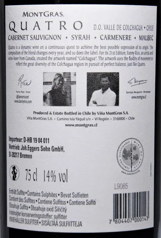 Zadní etiketa – Quatro Cuvée