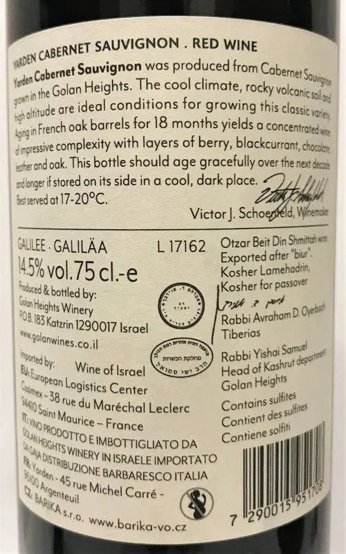 Zadní etiketa – Cabernet Sauvignon