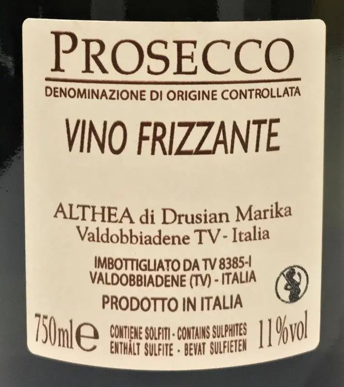 Zadní etiketa – Prosecco Frizzante Treviso