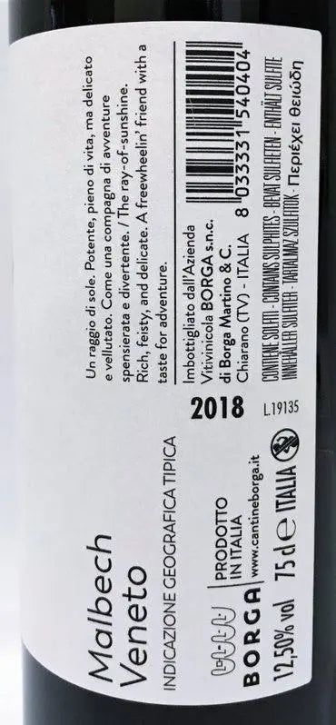Zadní etiketa – Malbec