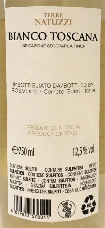 Zadní etiketa – Bianco Toscana, Terre Natuzzi
