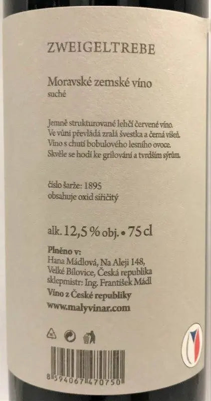 Zadní etiketa – Zweigeltrebe Classic