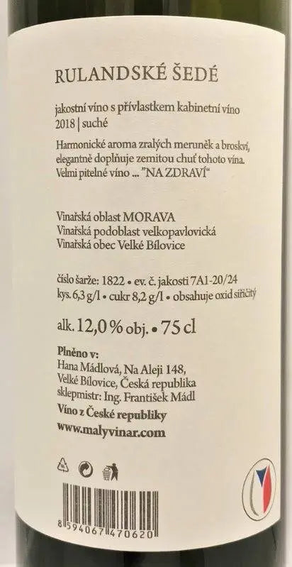 Zadní etiketa – Rulandské šedé