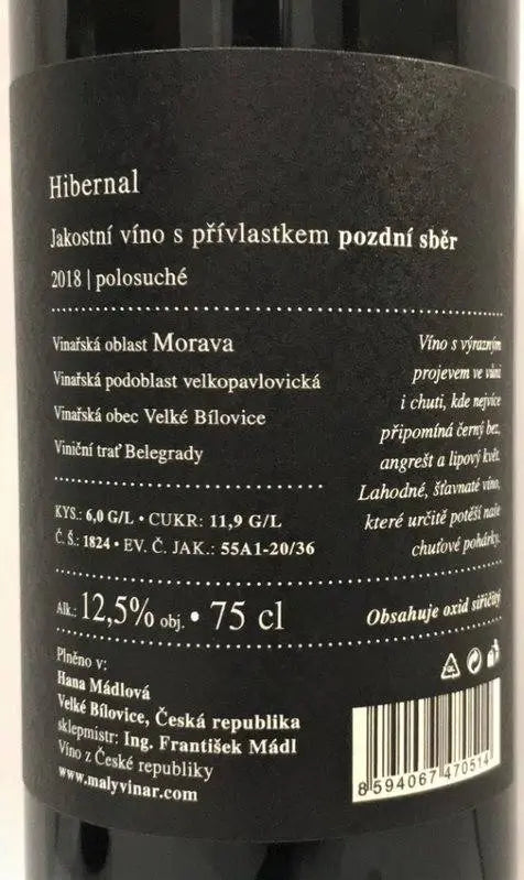 Zadní etiketa – Hibernal