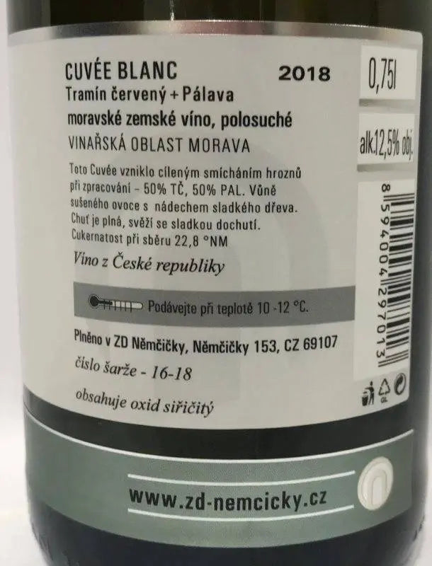 Zadní etiketa – Cuvée blanc