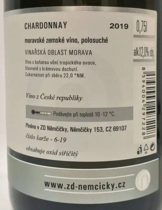 Zadní etiketa – Chardonnay