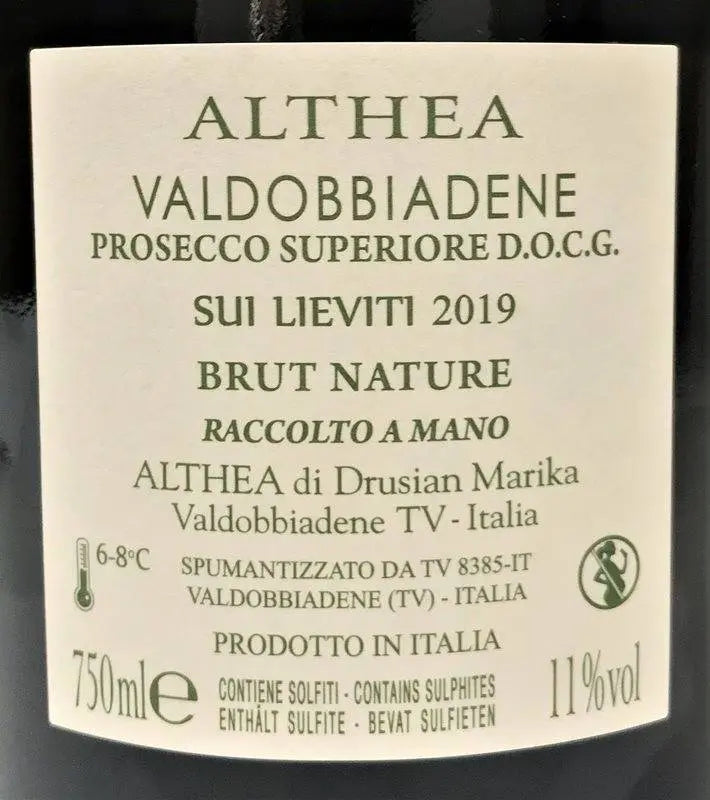 Zadní etiketa – Prosecco Valdobbiadene SUI LIEVITI