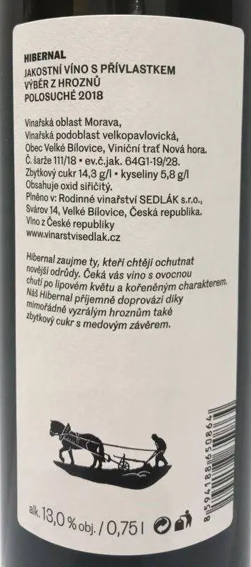 Zadní etiketa – Hibernal