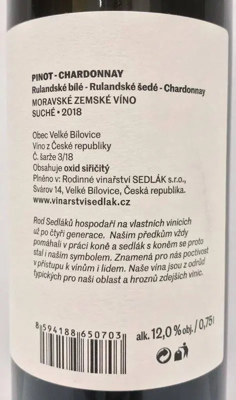 Zadní etiketa – Pinot-Chardonnay