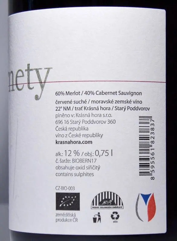 Zadní etiketa – Cuvée Bernety