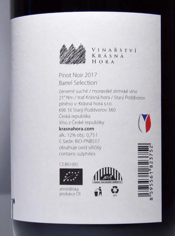 Zadní etiketa – Pinot noir Barrel