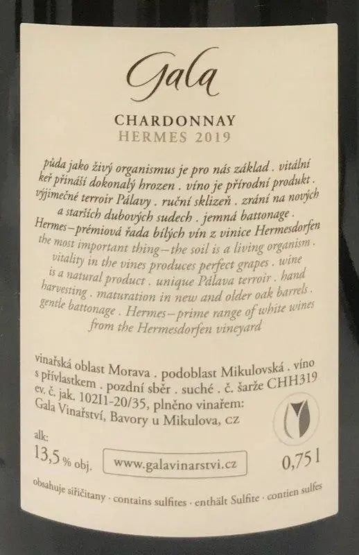 Zadní etiketa – Chardonnay Hermes