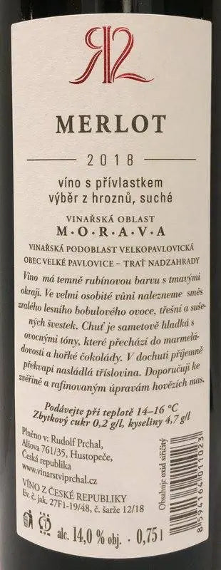 Zadní etiketa – Merlot