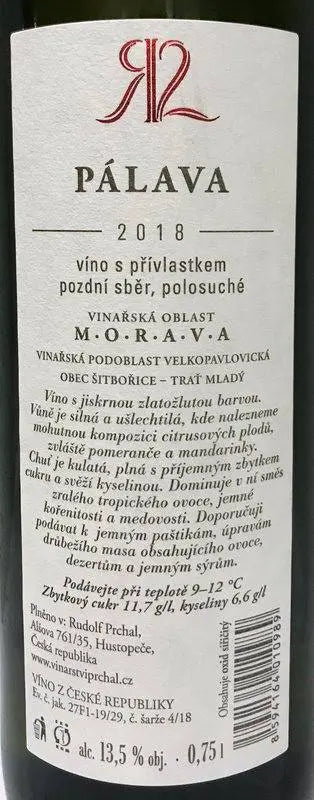 Zadní etiketa – Pálava