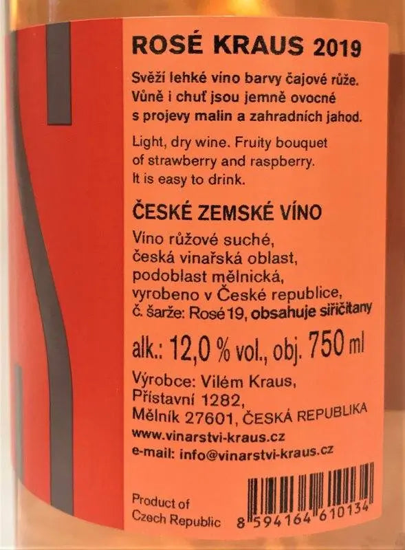 Zadní etiketa – Rosé Kraus