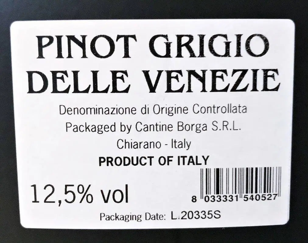 Zadní etiketa – Pinot grigio-bag in box