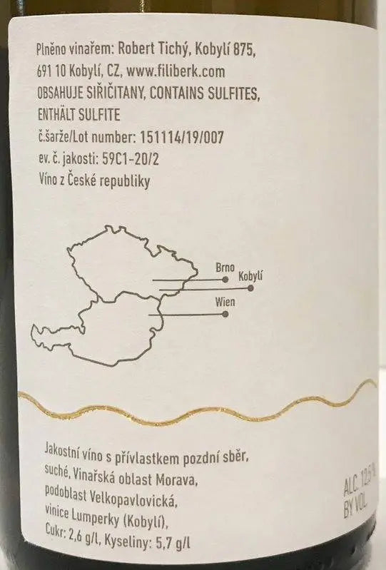 Zadní etiketa – Veltlínské zelené