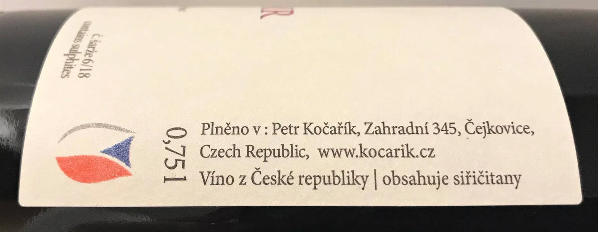Zadní etiketa – Pinot noir Novosady