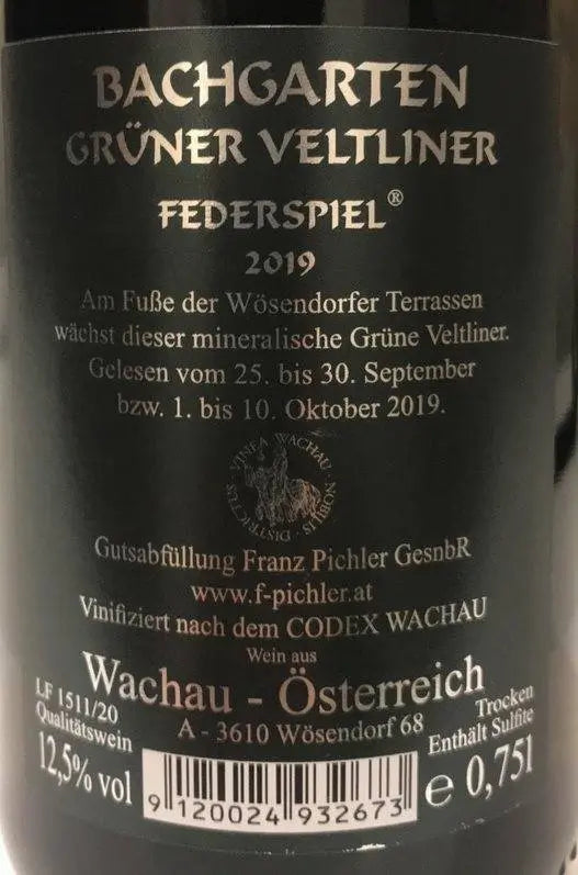 Zadní etiketa – Grüner Veltliner Bachgarten