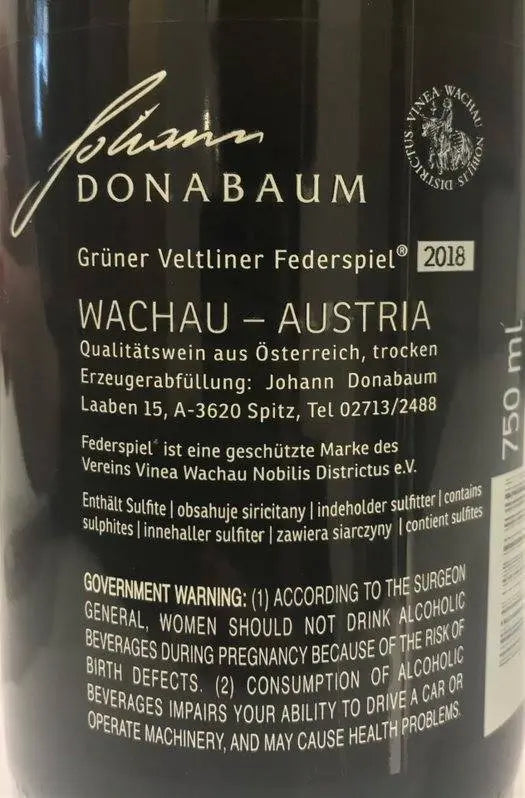 Zadní etiketa – Grüner Veltliner Federspiel WACHAUER