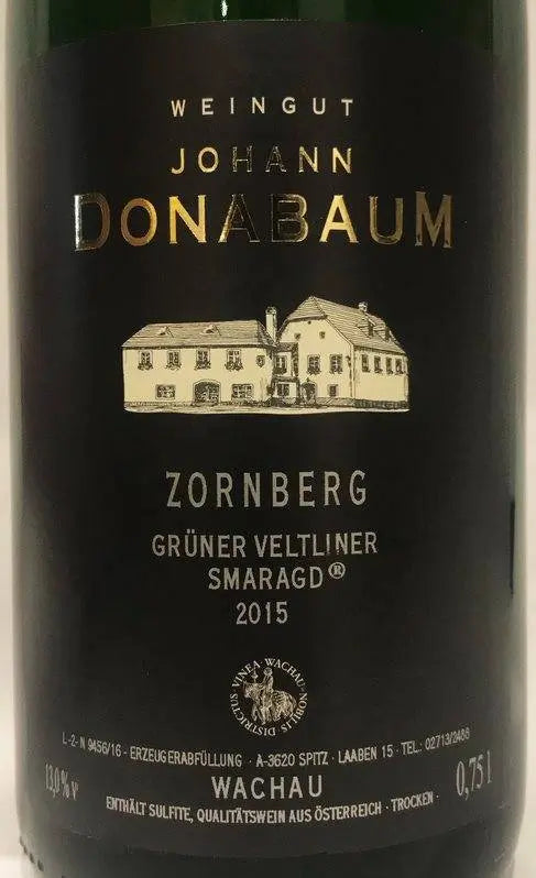 Zadní etiketa – Grüner Veltliner Smaragd, ZORNBERG