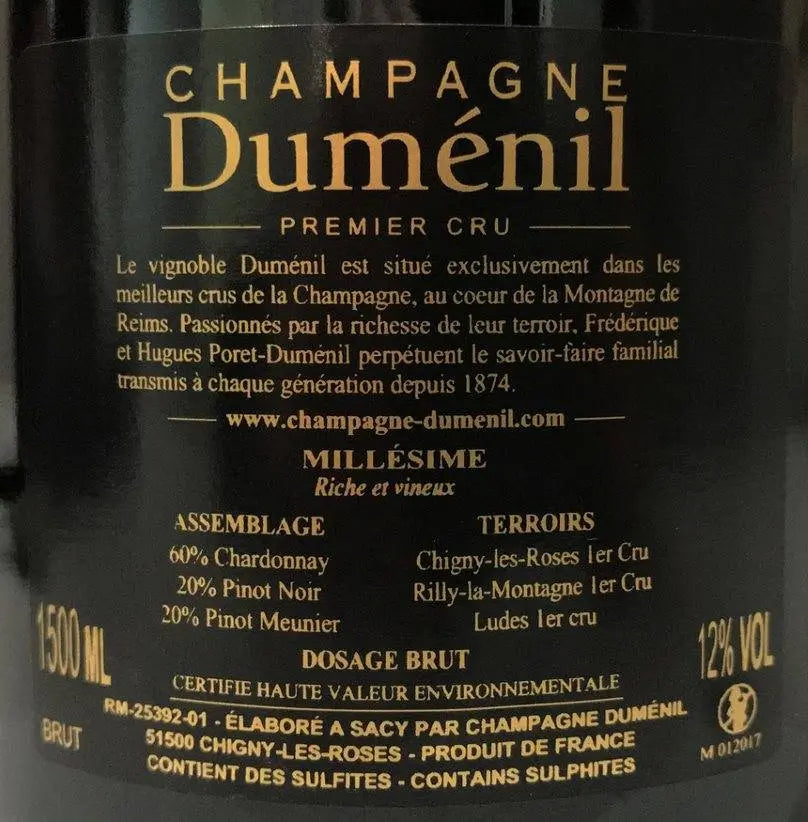 Zadní etiketa – Champagne - Millesimé magnum