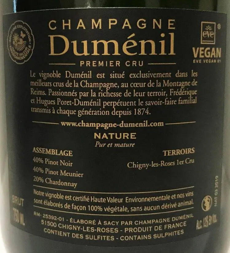 Zadní etiketa – Champagne - Nature