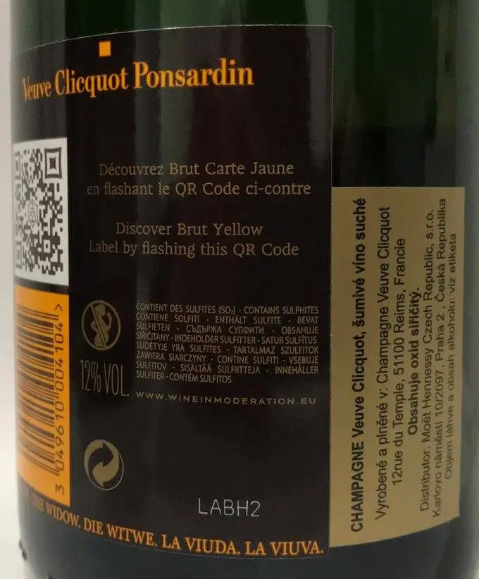 Zadní etiketa – Champagne - Veuve Clicquot