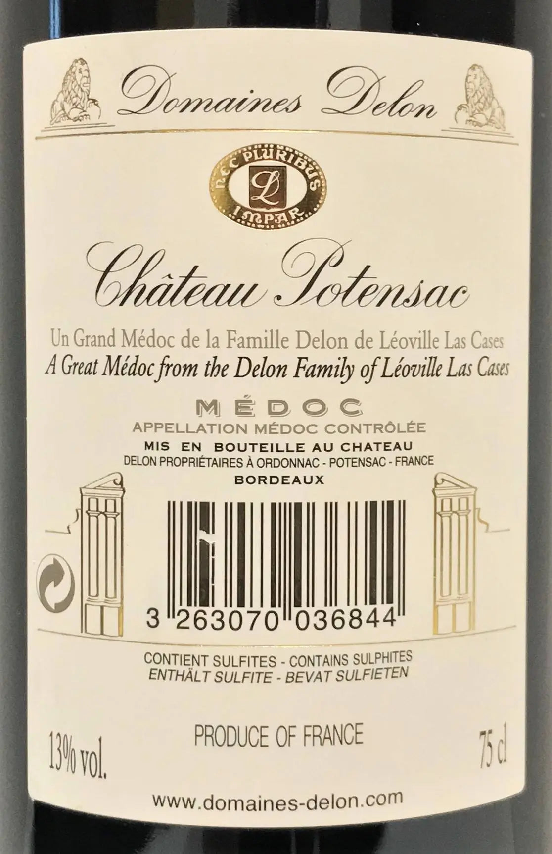 Zadní etiketa – Château Potensac