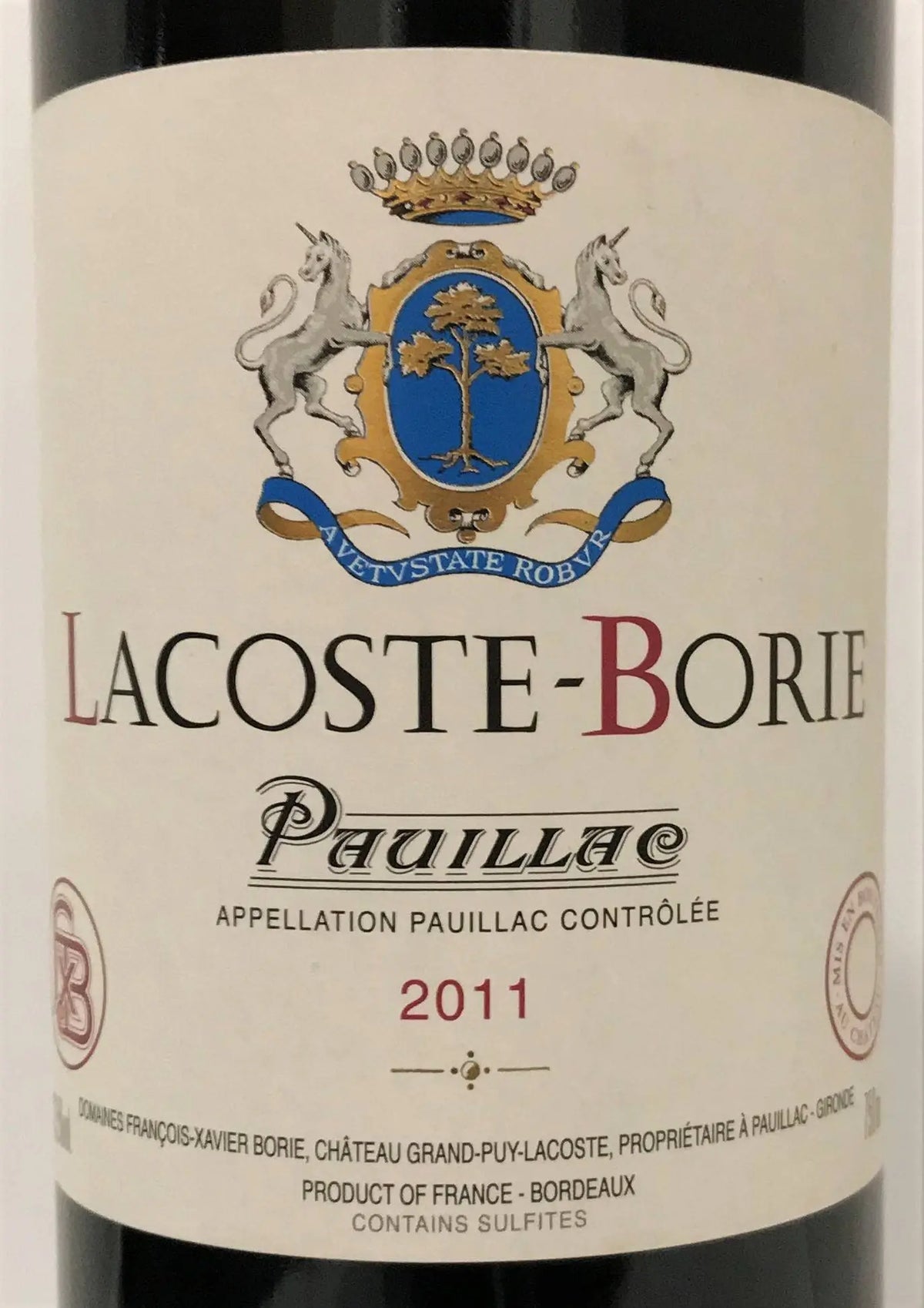 Zadní etiketa – Lacoste Borie