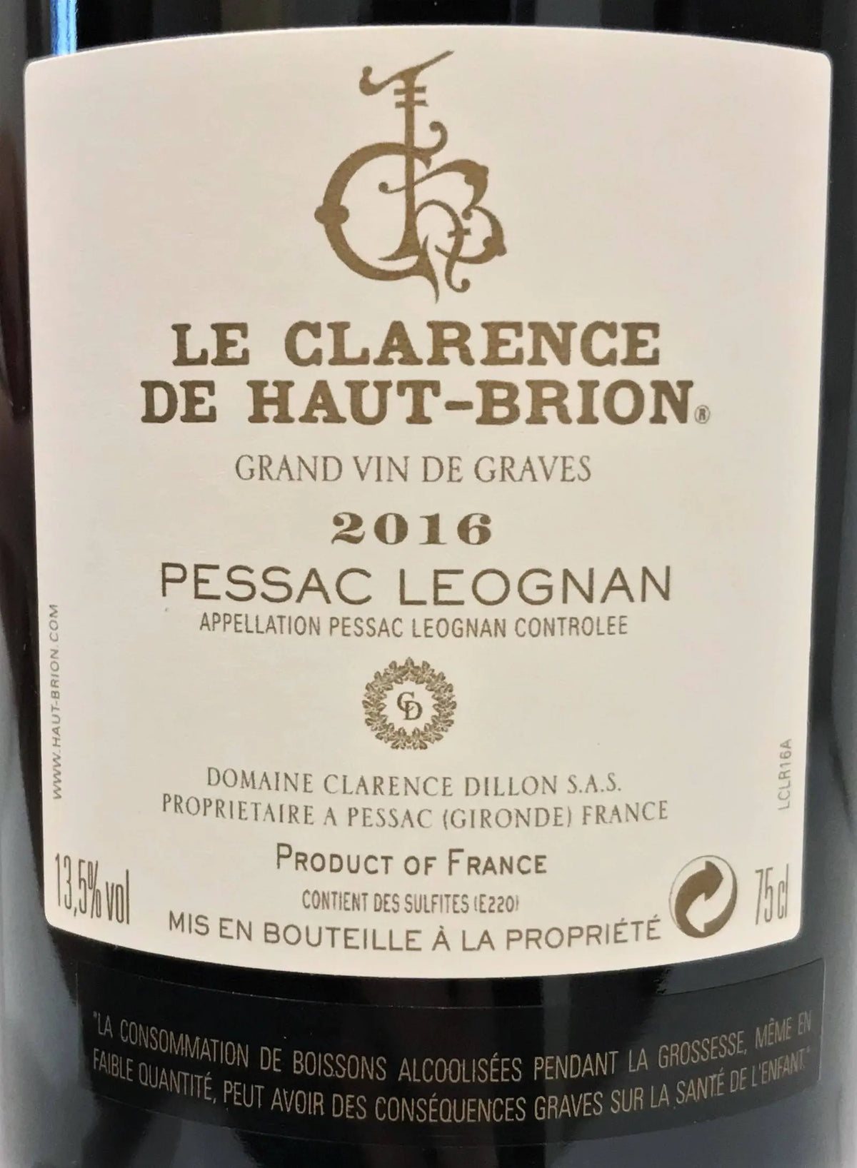 Zadní etiketa – Le Clerance de Haut Brion