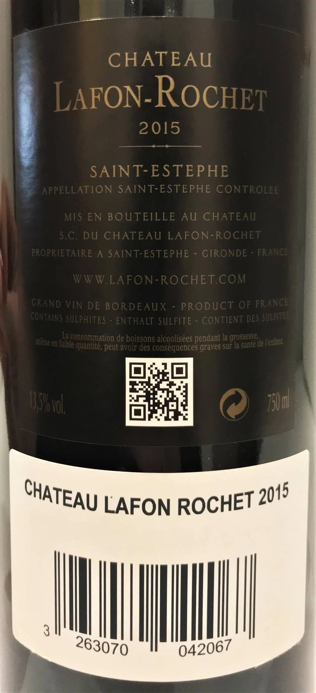 Zadní etiketa – Château Lafon Rochet