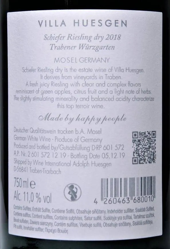 Zadní etiketa – Blauschiefer Riesling