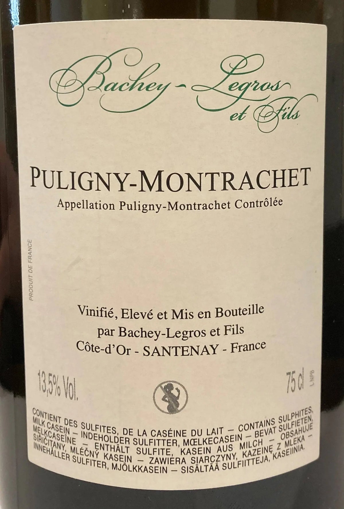 Zadní etiketa – Puligny-Montrachet