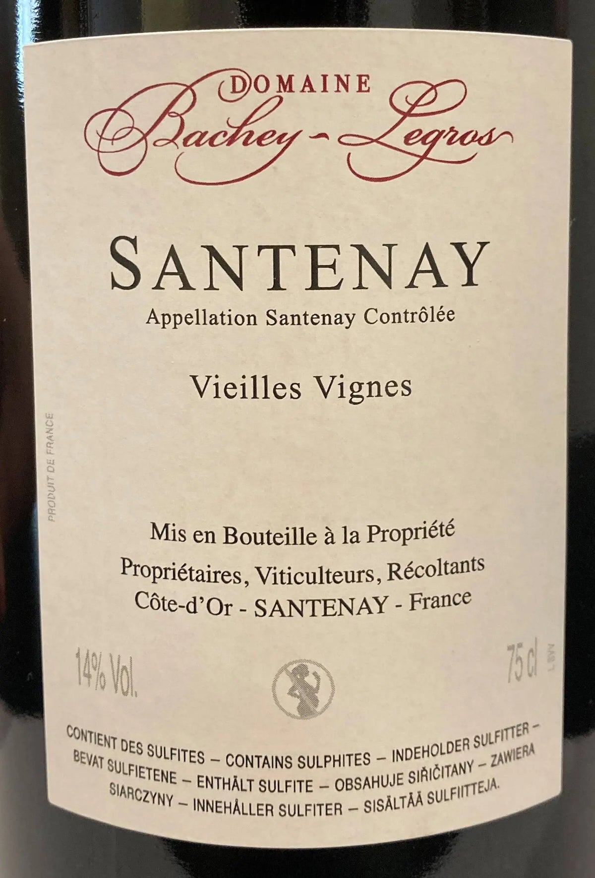 Zadní etiketa – Santenay Vieilles Vignes