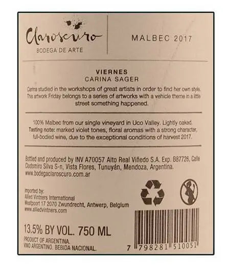 Zadní etiketa – Malbec-Claroscuro