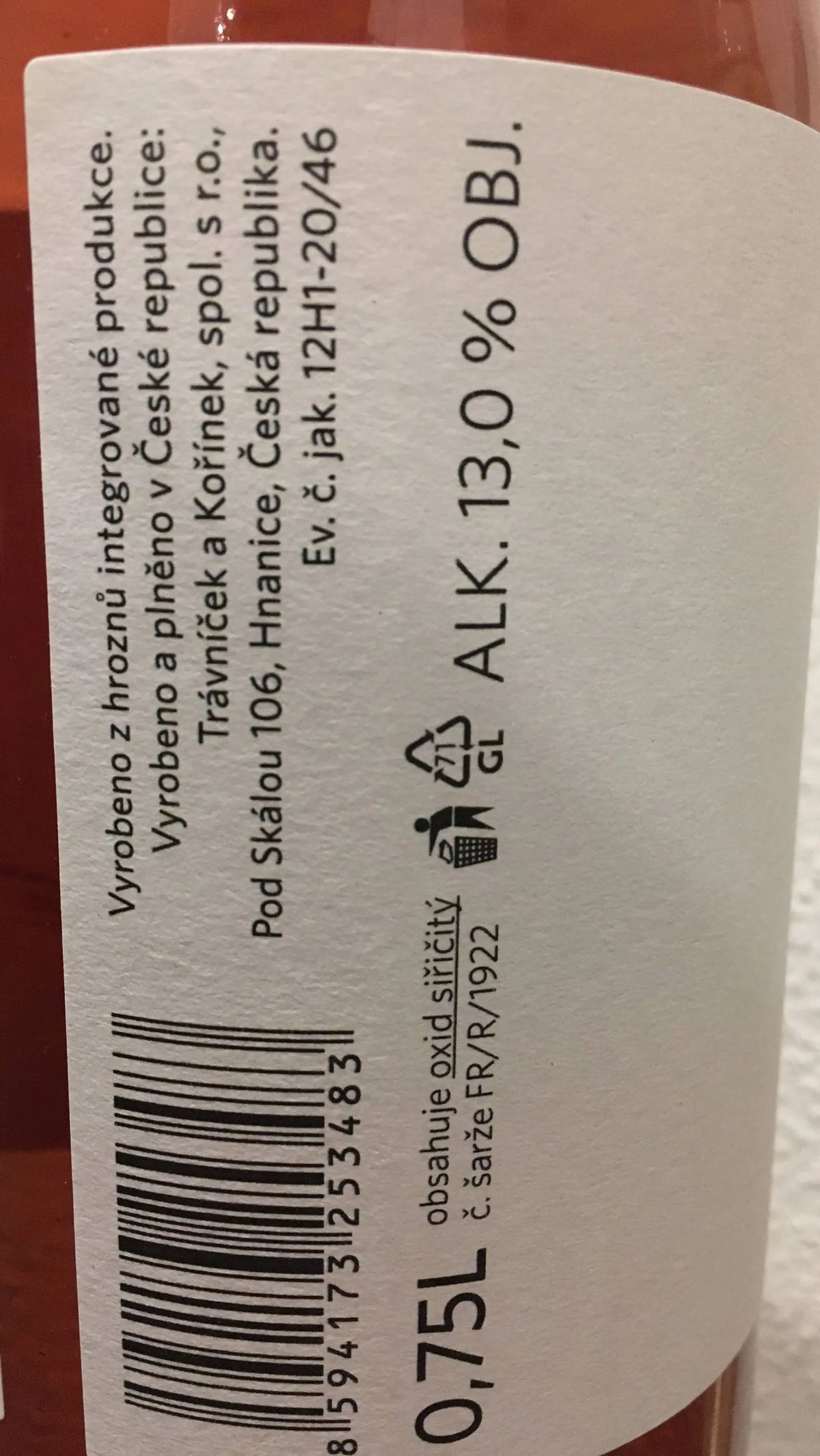 Zadní etiketa – Frankovka rosé - Pozdravy z Národního parku