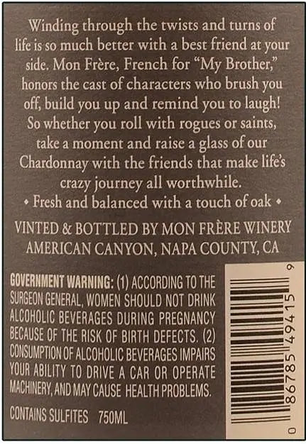 Zadní etiketa – Chardonnay