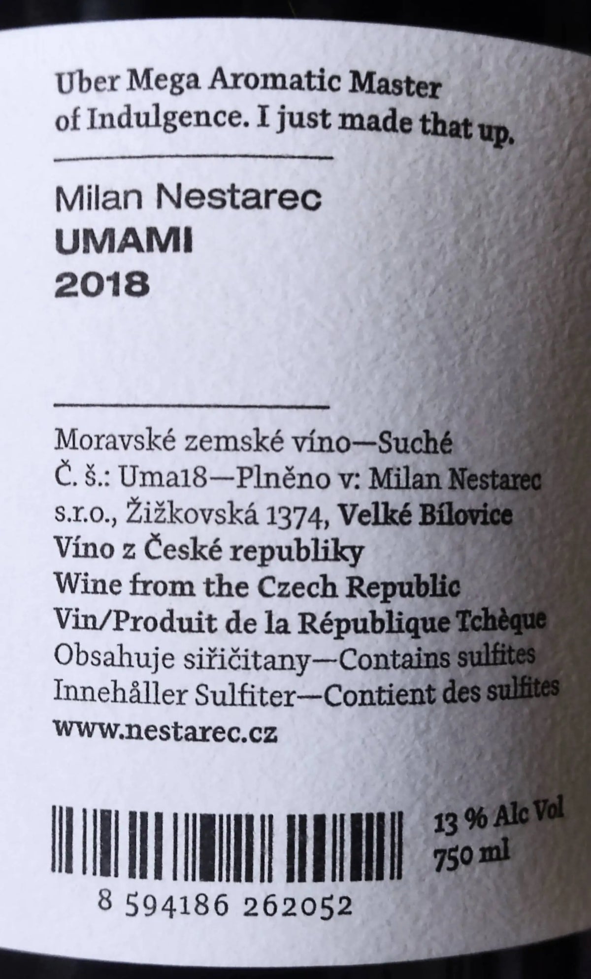 Zadní etiketa – UMAMI