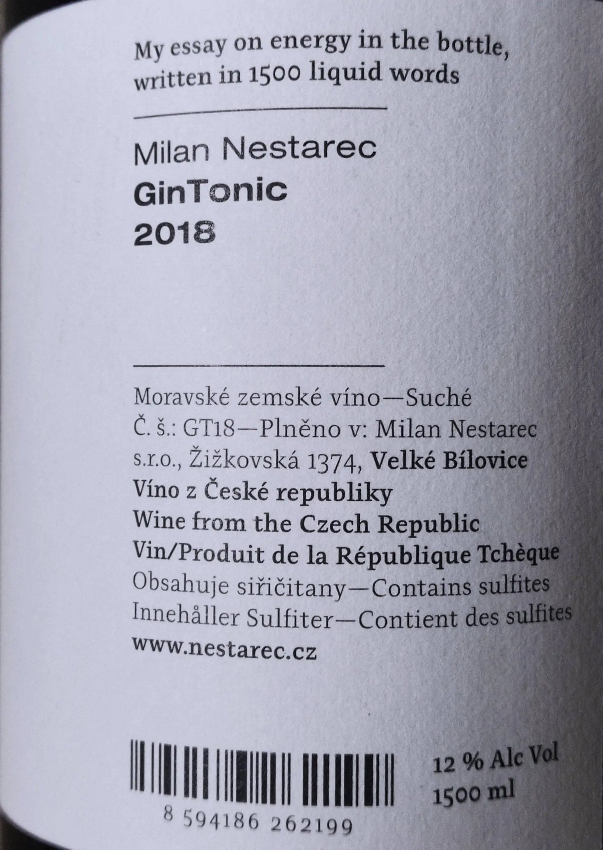 Zadní etiketa – G&T