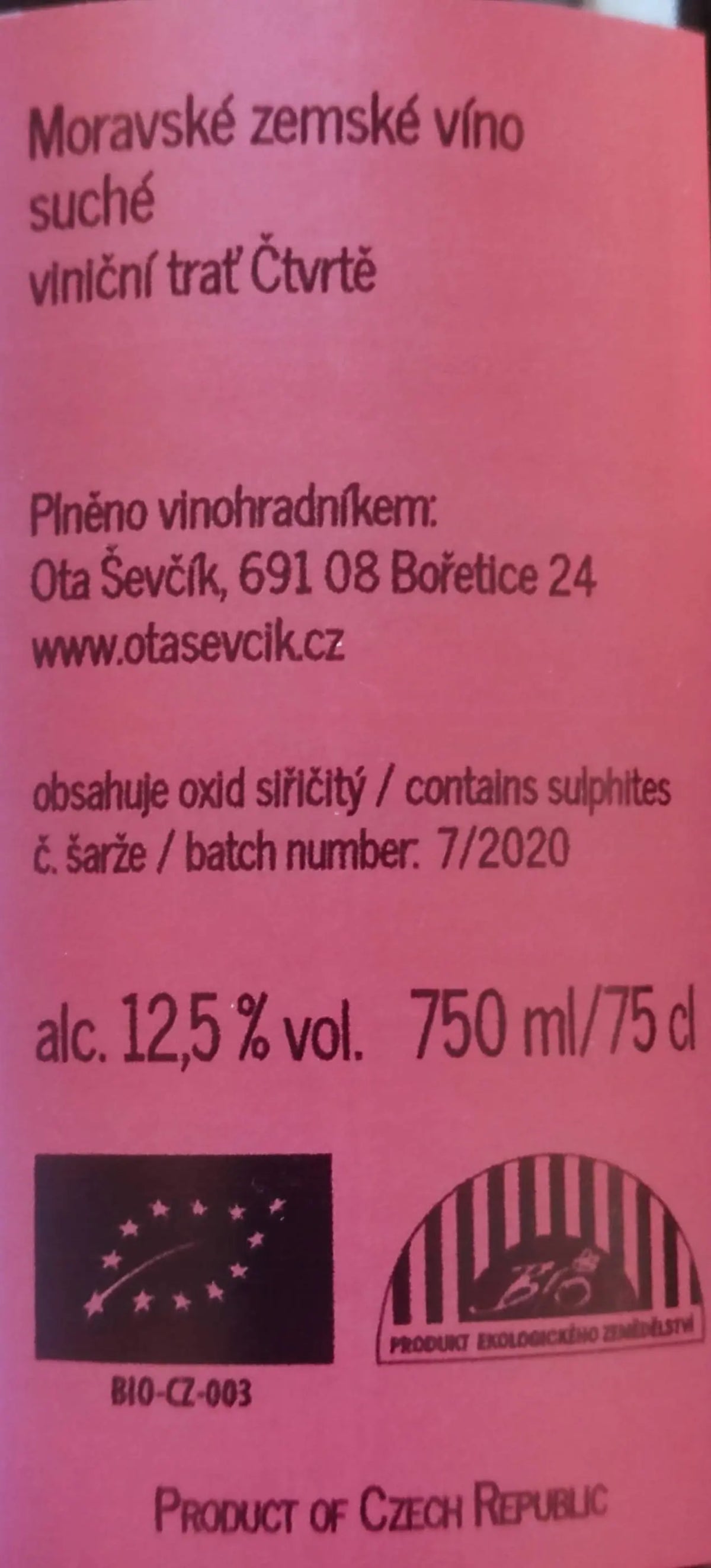 Zadní etiketa – Veltlínské zelené