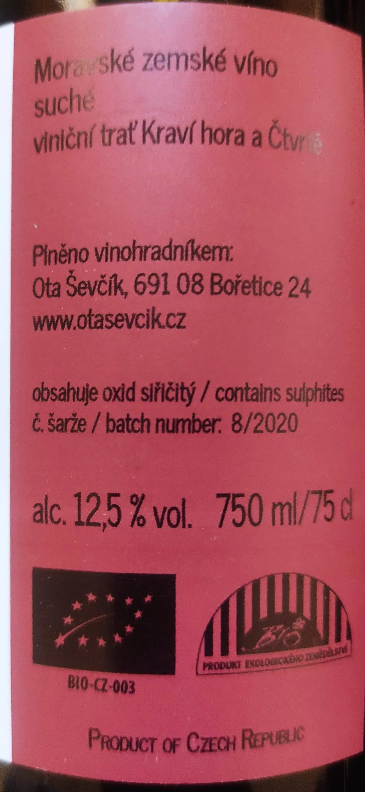 Zadní etiketa – Frankovka