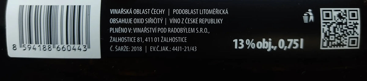 Zadní etiketa – Tramín