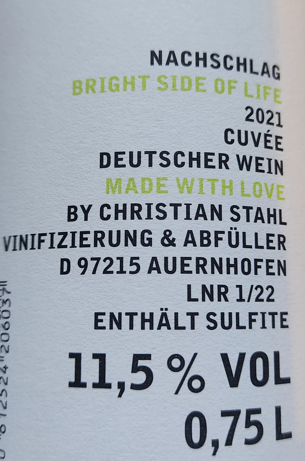 Zadní etiketa – NACHSCHLAG "Bright side of life"