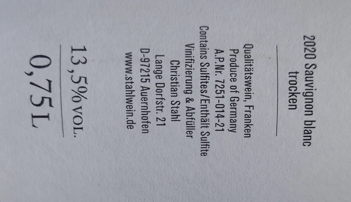 Zadní etiketa – Sauvignon blanc "Best of"